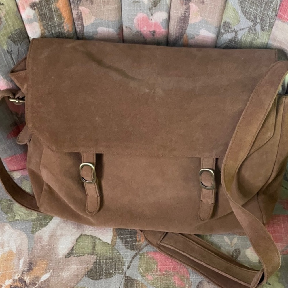 Free People Suede Messenger Bag Tan Retail $98